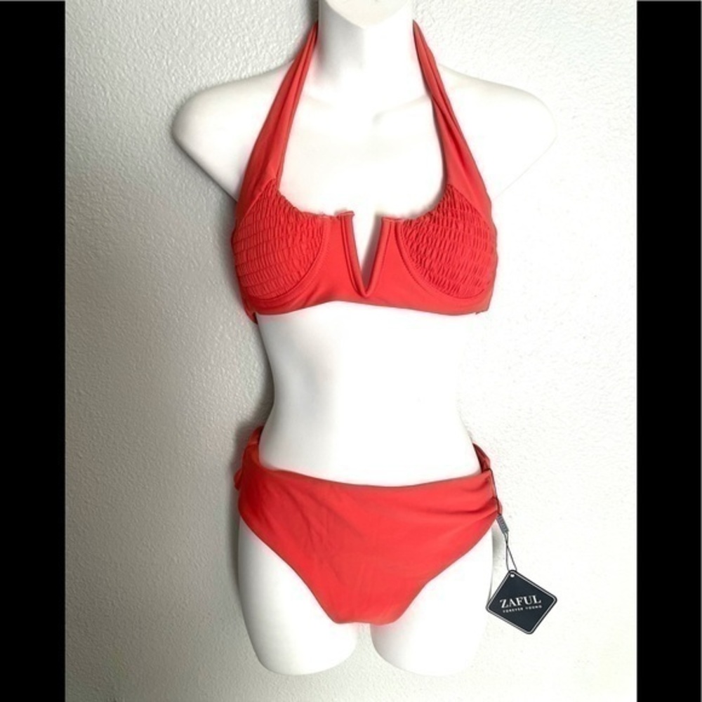 ZAFUL forever young coral high cut halter bikini-6